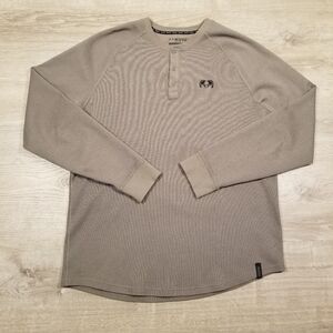 Kuiu Henley Shirt Mens XL Gray Waffle Knit Thermal Long Sleeve Outdoor Layer